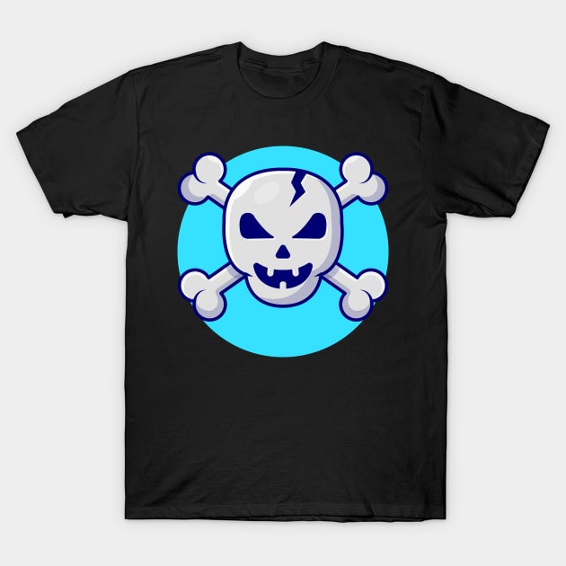 Skull And Crossbone Cartoon Vector Icon Illustration T-Shirt by Catalyst Labs